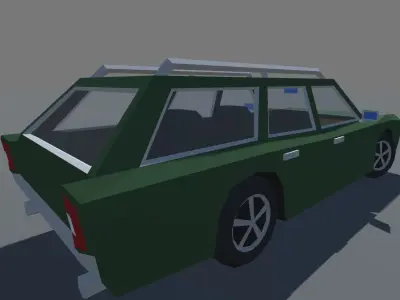 Muscle Car Station Wagon with Interior MOBILE READY Low-poly 3D model