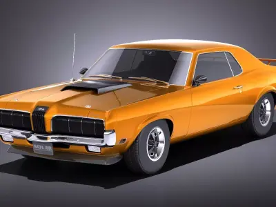 Mercury Cougar 1970 VRAY 3D model