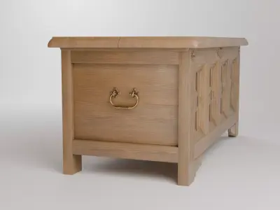 oak low cabinet 3D model