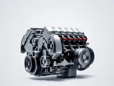 Multi-Valve Inline-6 Engine Advanced Design model pack Low-poly 3D model