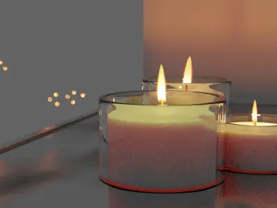 Candles three on table Free 3D model