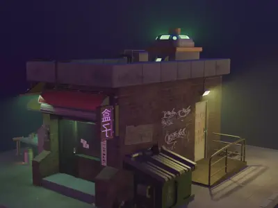 Bar Cyberpunk Low-poly 3D model