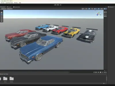 Muscle Vehicle Car Pack for Unity Low-poly 3D model