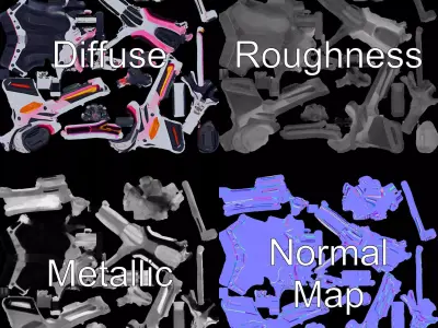 Vibrant Blaster model pack Low-poly 3D model