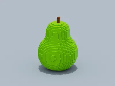 Voxel Pear Low-poly 3D model
