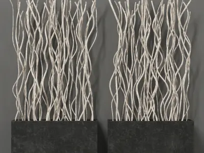 Planter white croked branch n1 3D model