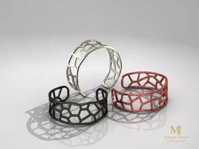 Geometric Honeycomb Bracelet 3D Model Medium Size 3D print model