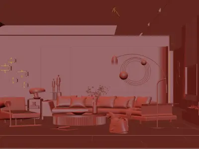 Living Room Interior Scene 6 3D model