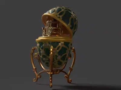 Faberge egg with carriage  Low-poly 3D model