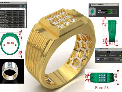 Mens luxury Gold stl 3dm Ring Model mr0293 3D print model