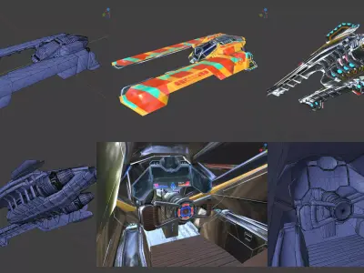 Antigravity Racing Ship 3D Model - B Low-poly 3D model