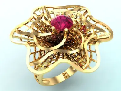  Mesh flower ring - Italian rings - Womens Rings - N6438 3D print model