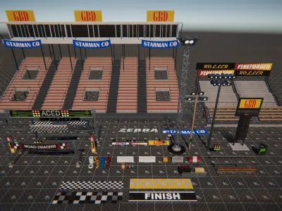 Reckless Race Track Pack 2 Low-poly 3D model