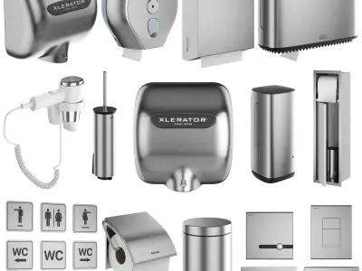 Public toilet accessories set 151 3D model