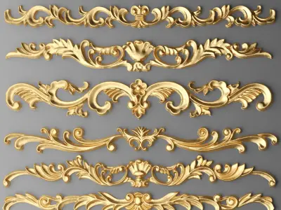 Cartouches SET 3D of gold ornate ornaments 3D model