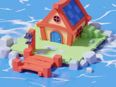 House in the sea Free low-poly 3D model