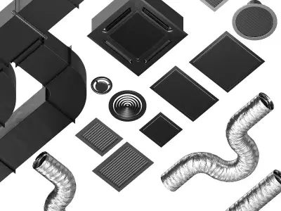 Duct System Components Low-poly 3D model