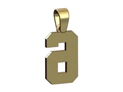 NBA font number 6 pendant charm with bail 3D print model