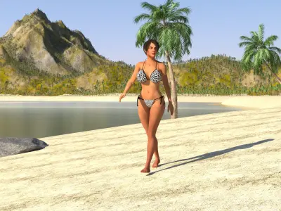 Montagnes et personnage  Free 3D model