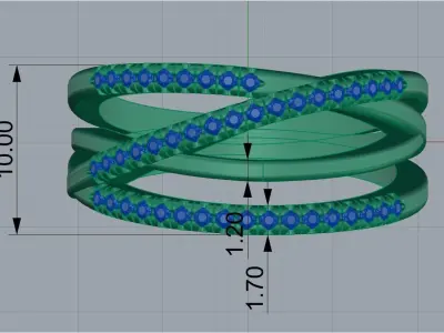 jewelry ring with paths and stones 3D print model
