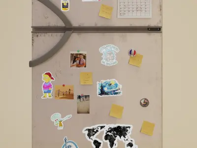 realistic fridge spongebob squarepants sticker 3D model