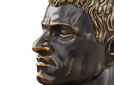 Metal head of Gaius Julius Caesar 3D model