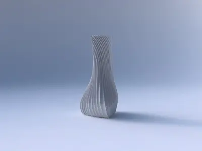 Vase twist puffy triangle with wavy extruded lines 4 3D print model