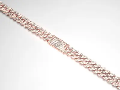 Cuban Link Chain Diamond Bracelet or Neckla 3D print model