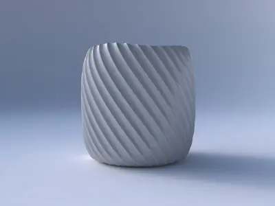 Bowl cylindrical with extruded vertical lines 2 3D print model