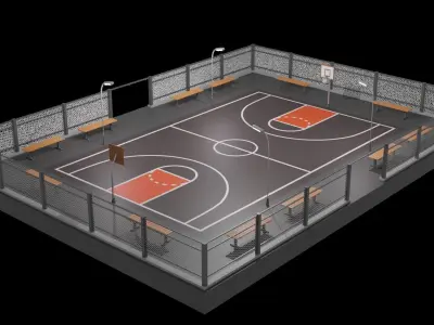 Basketball court A2 Low-poly 3D model