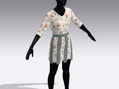 Female Cloth Dress Low-poly 3D model