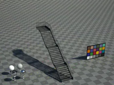 Multiple layered metal staircase Low-poly 3D model