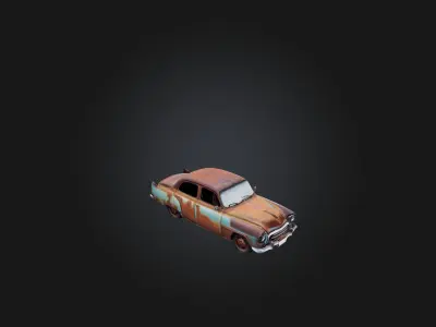 Old Rusty Car Low-poly 3D model get
