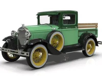Vintage Pickup Truck 1930 Low-poly 3D model