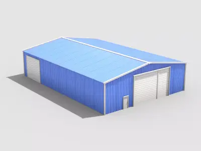 Warehouse metal building Free low-poly 3D model