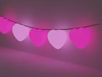 garland of hearts Low-poly 3D model