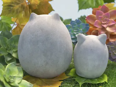 Fat cats Low-poly 3D model