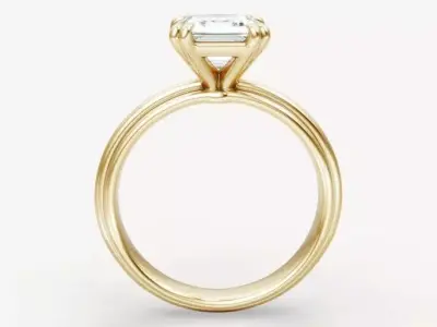 Asscher diamond ring 3D print model