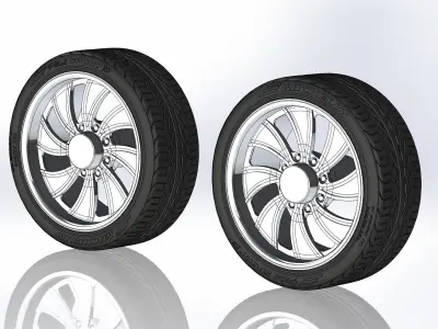 Set of wheels Intro Twisted Vista HD8 20in for scale model 3D print model