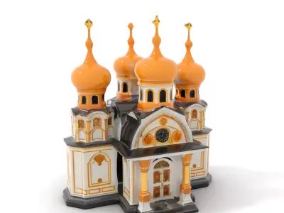 Golden Orthodox Church model pack Low-poly 3D model