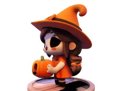 Chibi Halloween Witch 3D print model