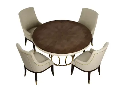 Round dining set 3D model