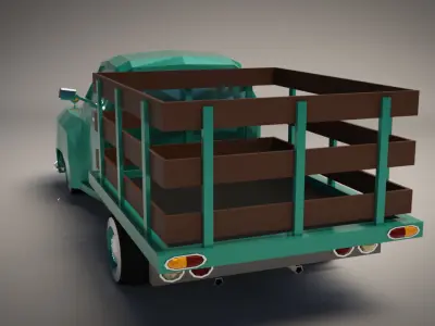 Low-Poly Vintage Pickup Truck Low-poly 3D model