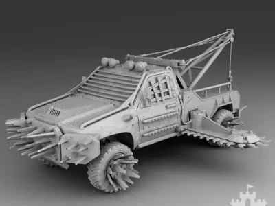 A pickup truck with saws 3D print model