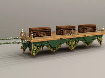 Palanquin 1 wooden cart with two boxes 3D model