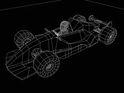 Racing Car with Driver LowPoly Low-poly 3D model