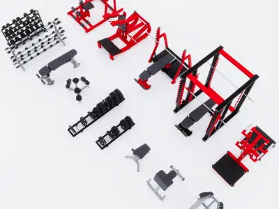 Gym Equipment Mega Collection - 28 Models Low-poly 3D model