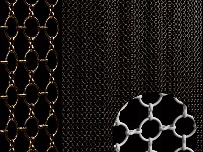 Metal rings decorative curtain 3D model