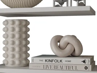 Decorative shelves with vases and books 3D model