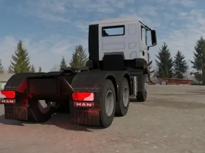 3D Low Poly Truck MAN TGS Low Loader Low-poly 3D model